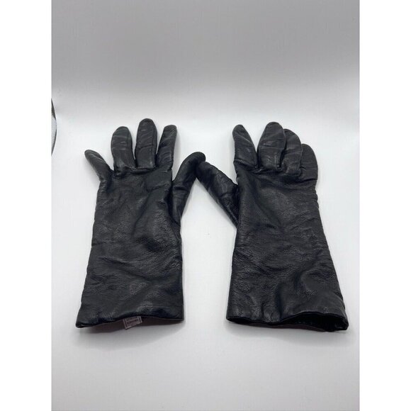 Vintage Accessories - Black Vintage High Leather Gloves Cashmere Lined Size 8
